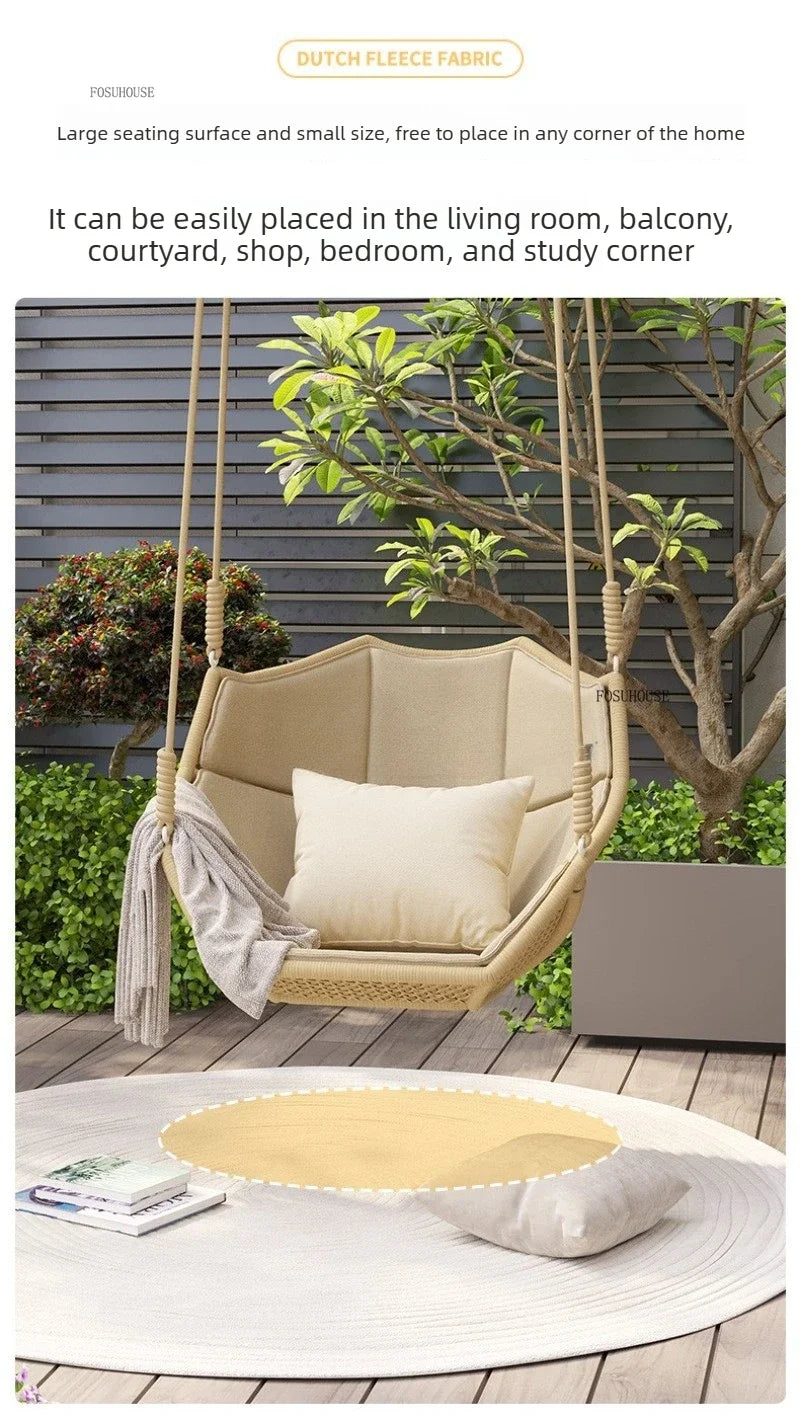 Outdoor Patio Swing Nordic Balcony Rocking Chair Indoor Adult Hanging Chairs Outdoor Single Swing Chairs Modern Hanging Basket Z