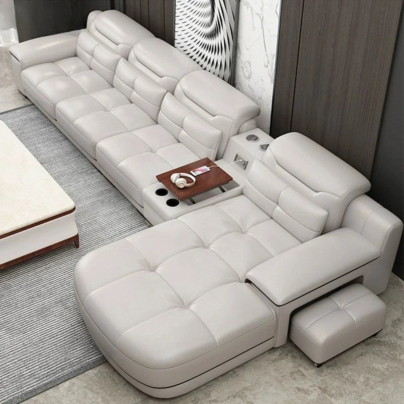 Italian leather sofa, modern single-layer leather sofa, living room small apartment, high-end light luxury leather sofa