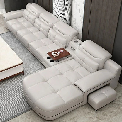 Italian leather sofa, modern single-layer leather sofa, living room small apartment, high-end light luxury leather sofa
