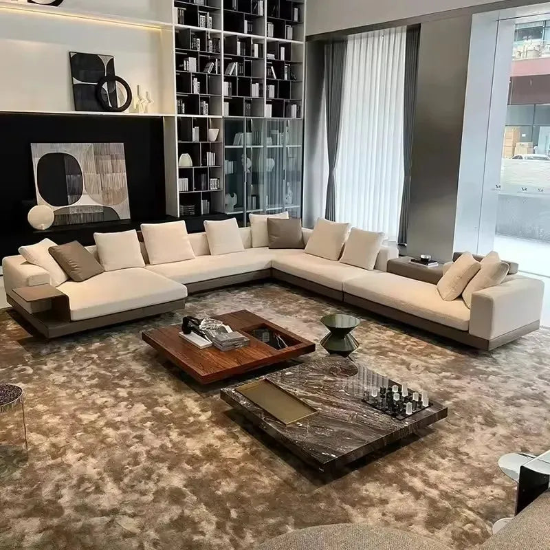 Italian Designer's Light Luxury and Minimalist Corner Living Room Fabric Sofa Combination Creative Furniture Hotel Coffee Shop