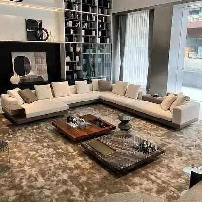Italian Designer's Light Luxury and Minimalist Corner Living Room Fabric Sofa Combination Creative Furniture Hotel Coffee Shop