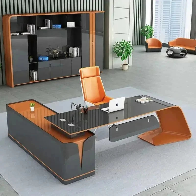 Executive Light Luxury Office Desk in Stock Designer Storage Organizer Computer Desks L Shaped Quality Escritorio Furniture