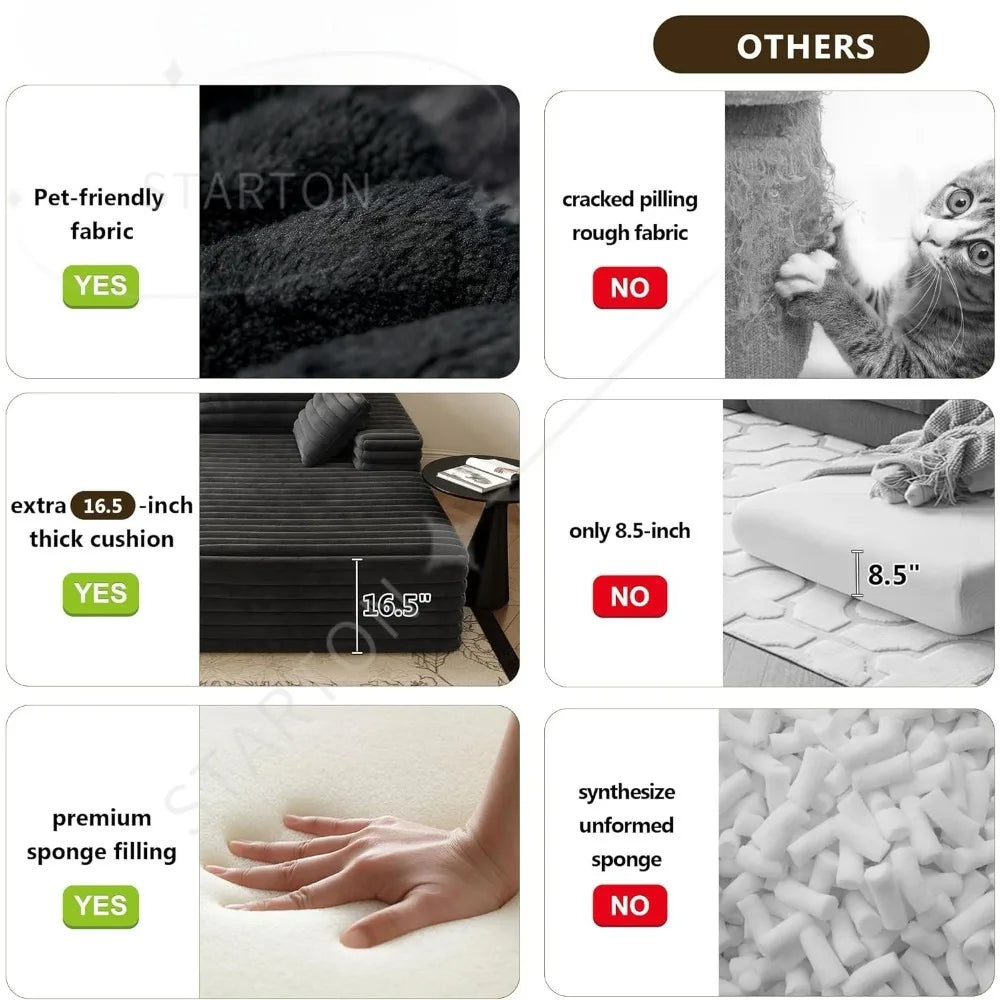 Cloud Plush Sofa Bed,Upholstered Boneless Cloud Sofa Deep Seat