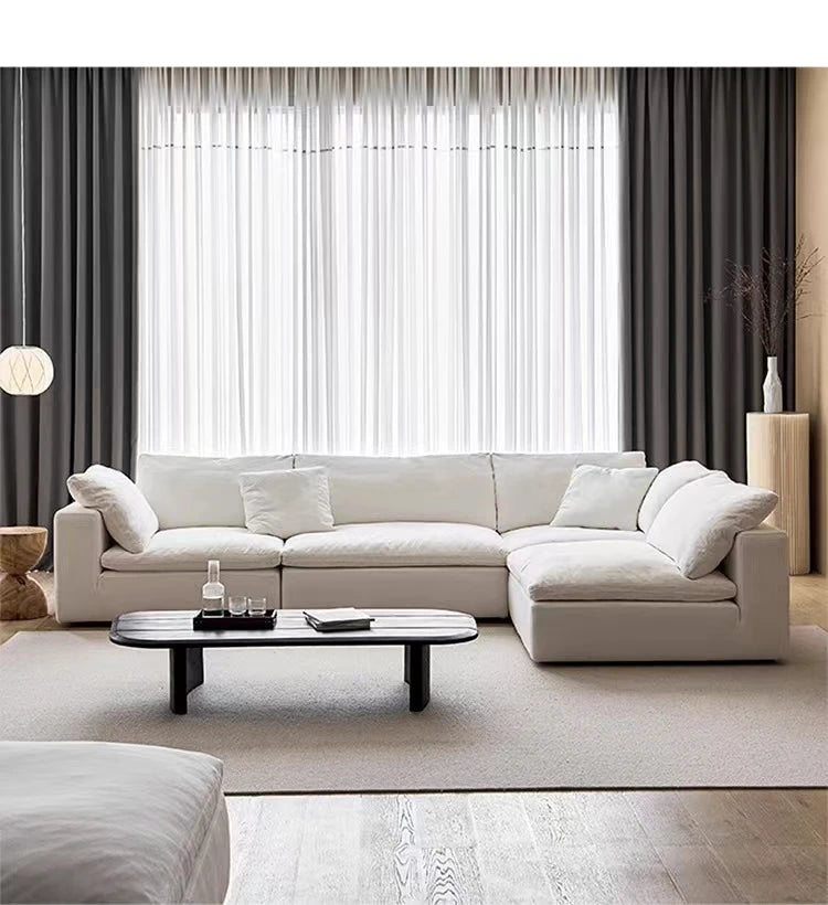 Modern Luxury White Down Feather Cloud Sofa Bed U Shape Modular Cloud Couch Sectional Sofa