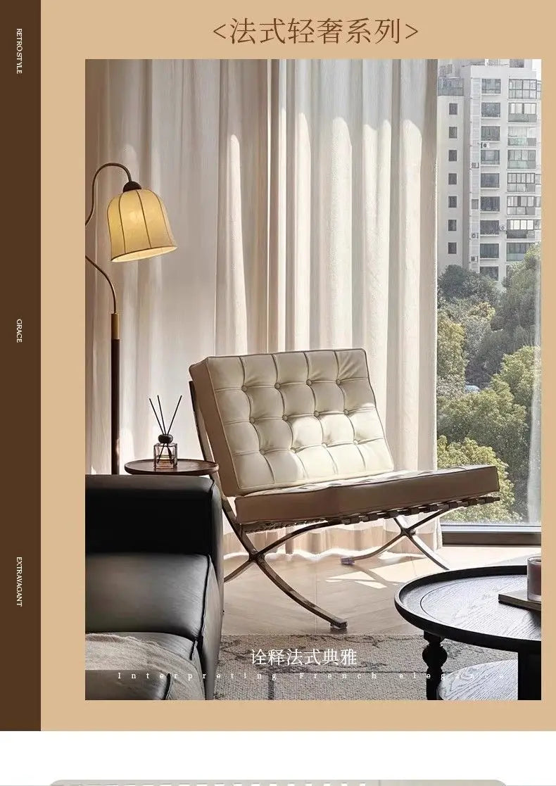 Light luxury small sofa chair Barcelona chair single living room bedroom designer lazy leisure sofa recliner
