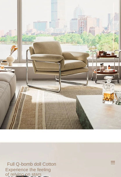 Bauhaus Antique Style Stainless Steel Designer Sofa Chair Living Room Home Balcony Leisure Recliner Negotiation Chair