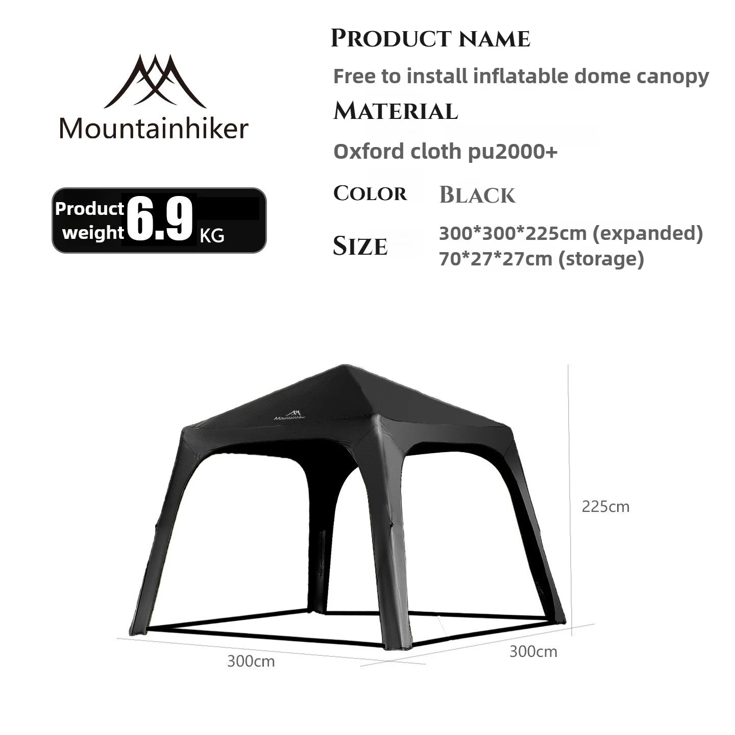 MOUNDAINHIKERInflatable Dome Outdoor Camping Waterproof Portable Tent Multiple People Large Capacity Park Sunscreen and Sunshade