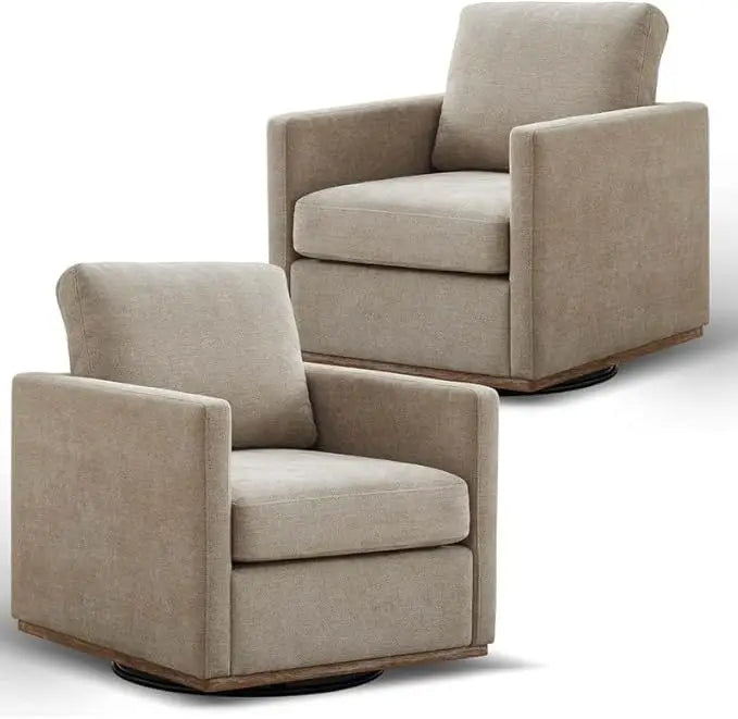 Swivel Accent Chair Set of 2, 360 Degree Square Swivel Barrel Chair for Living Room, Mid Century Modern Upholstered Accent Chair