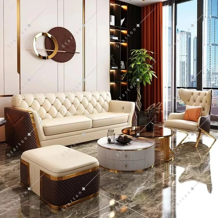 Microfiber Fabric 321 Seaters Couch Xinda Factory Modern Living Room Velvet Fabric Sweet Sofa Set With Gold Stainless Steel