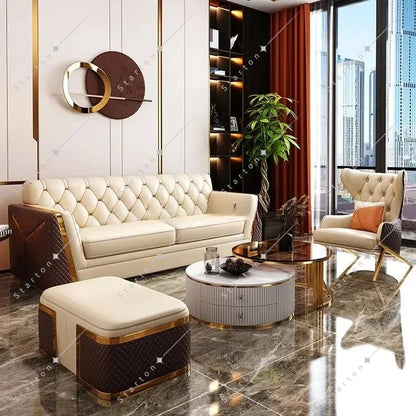 Microfiber Fabric 321 Seaters Couch Xinda Factory Modern Living Room Velvet Fabric Sweet Sofa Set With Gold Stainless Steel