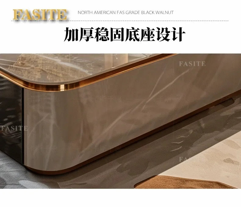 LightLuxury Coffee Table Living Room Home High-end Rectangular Luxury Stone Tea Table New High-end Villa Large Flat Coffee Table