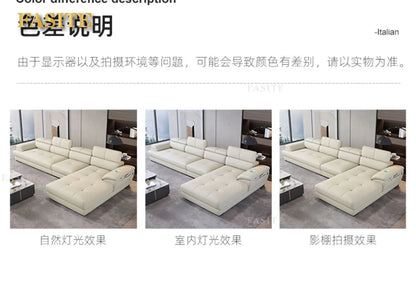 Nordic first-layer cowhide modern minimalist living room corner function minimalist full leather sofa