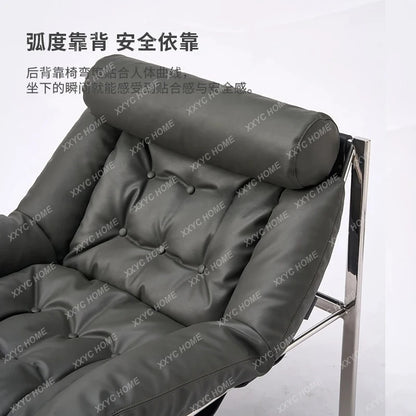 A Italian minimalist leisure chair premium stainless steel retro single sofa chair