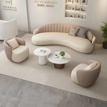 Light luxury comfortable clothing store, beauty salon rest area, lobby reception office, arc negotiation sofa