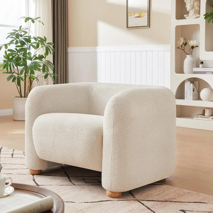 40" Modern Accent Chair Reading Chair Oversized Barrel Chairs for Living Room Bedroom Apartment (1, Khaki), Customized