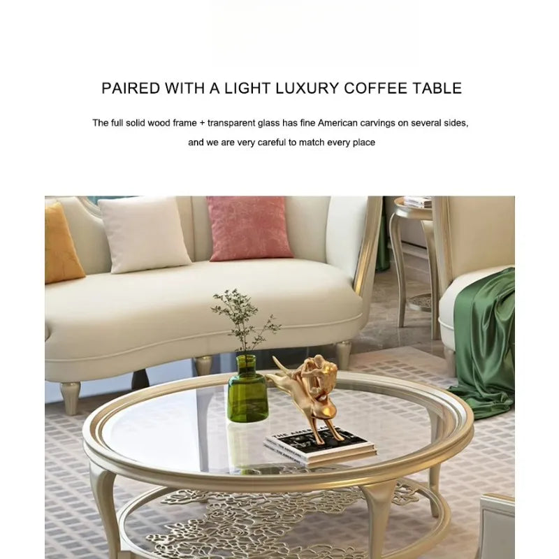 Solid wood sofa combination large villa sofa cream style living room combination sofa