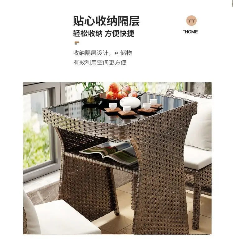 Balcony leisure table and chair combination, rattan chair three-piece set