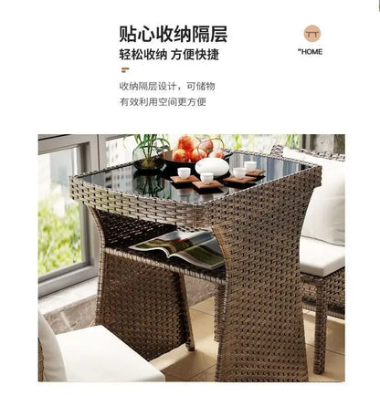 Balcony leisure table and chair combination, rattan chair three-piece set