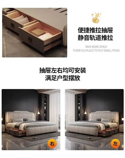 180x200 cm Double bed frame king size frame headboard with 3 drawer storage luxury home bedroom bed queen cama king furniture