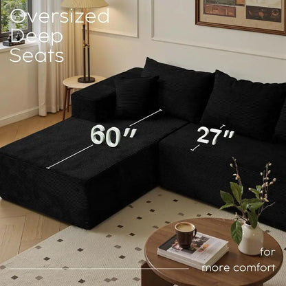 Sectional Couches for Living Room, Boneless Couch with L-Shape Chaise, Modular Sofa in Box with Deep Seat, No Assembl，Customized