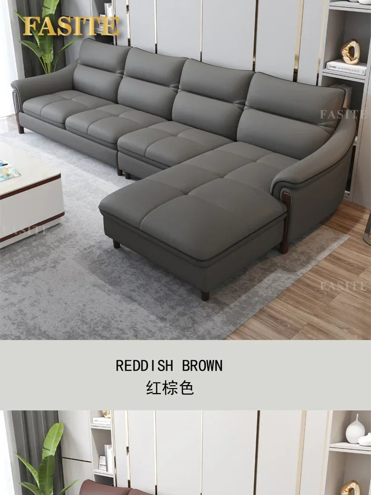 Sofa living room simple modern one layer cowhide corner combination furniture