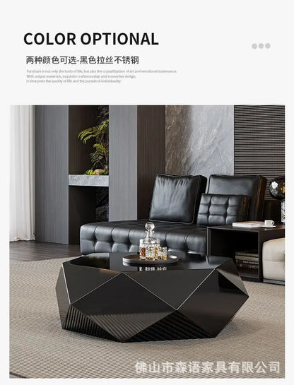 Modern Minimalist Luxury Diamond Stainless Steel Coffee Table Living Room Furniture Shaped  Center Table Tea Table Escritorios