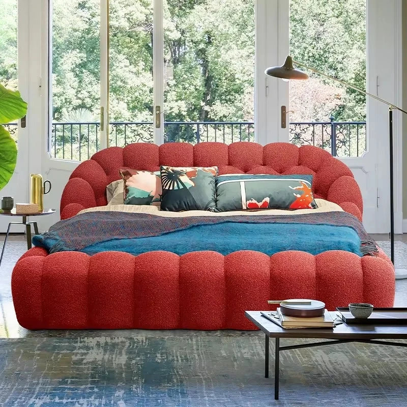 Bubble Beds Bedroom Furniture Sets Female Upholstered Cream Wind French Floor Bed Korean Princess Home King Queen Size Bed