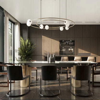 NEW 2025 Nordic Modern Creative Ring Pendant Chandelirer for Living Room Planet Round Hanging Lamp Glass Lampshade Decoration Li