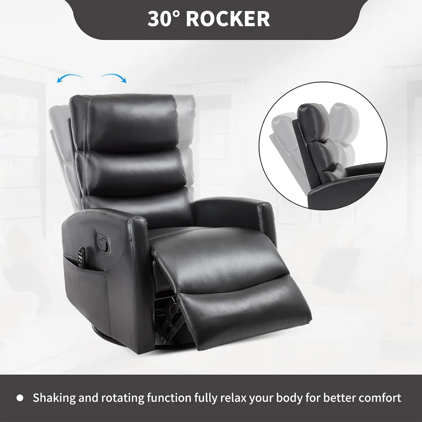 Massage Chair Recliner with Heat, Swivel Rocking Chair Recliner with High Back, Manual Lazy Boy Recliners for Adults,Small Recli