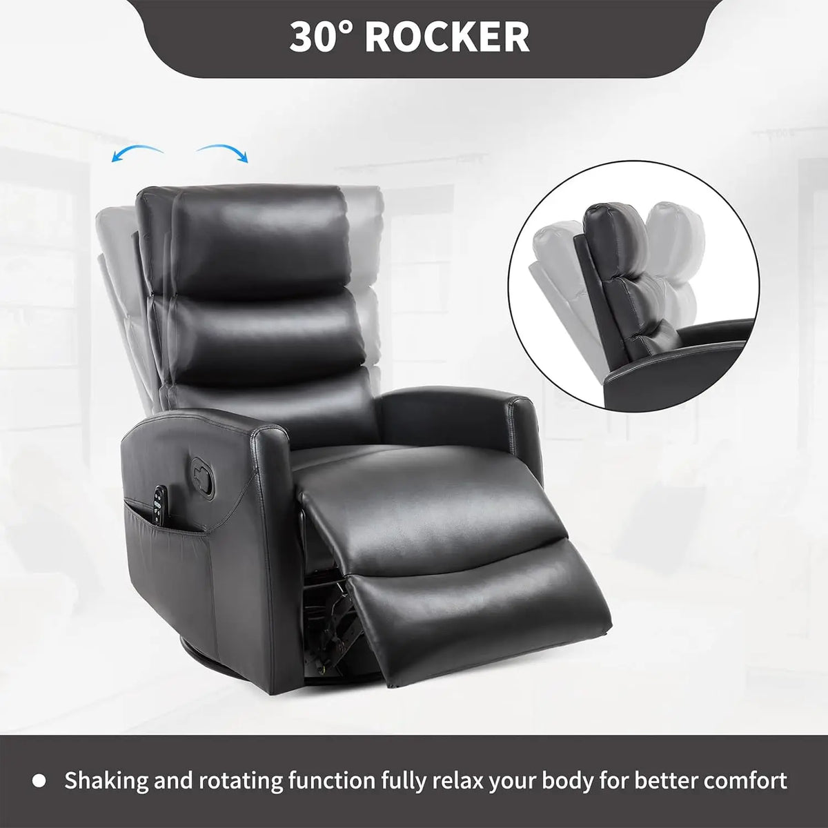 Massage Chair Recliner with Heat, Swivel Rocking Chair Recliner with High Back, Manual Lazy Boy Recliners for Adults,Small Recli