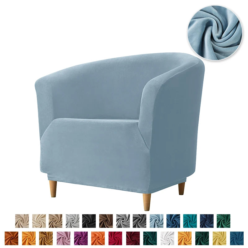 Velvet Tub Cover Chair Jacquard Single Seat Sofa Slipcover 1 Seate Living Room  Furniture Couch Washable Club Armchair Cover