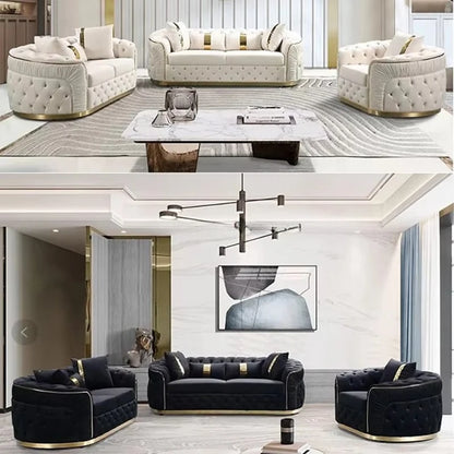 Italian Luxury Design Home Furniture Modern Living Room Sofa High Quality Stainless Steel Velvet Fabric Sofa