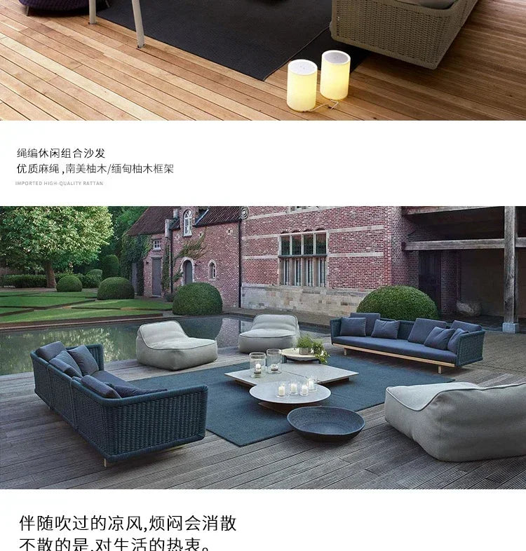 combination furniture Outdoor sofa, outdoor leisure terrace, patio, rattan sofa, teak villa, hotel, garden balcony