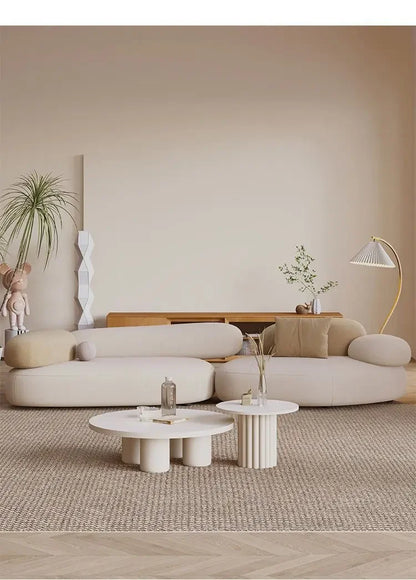 Fabric sofa cobblestone curved small apartment living room special-shaped rental house simple light luxury modern sitting area