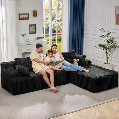108'' L-Shape Memory Foam Modular Sectional Sofa Couch 3 Seat Living Room Furniture Set