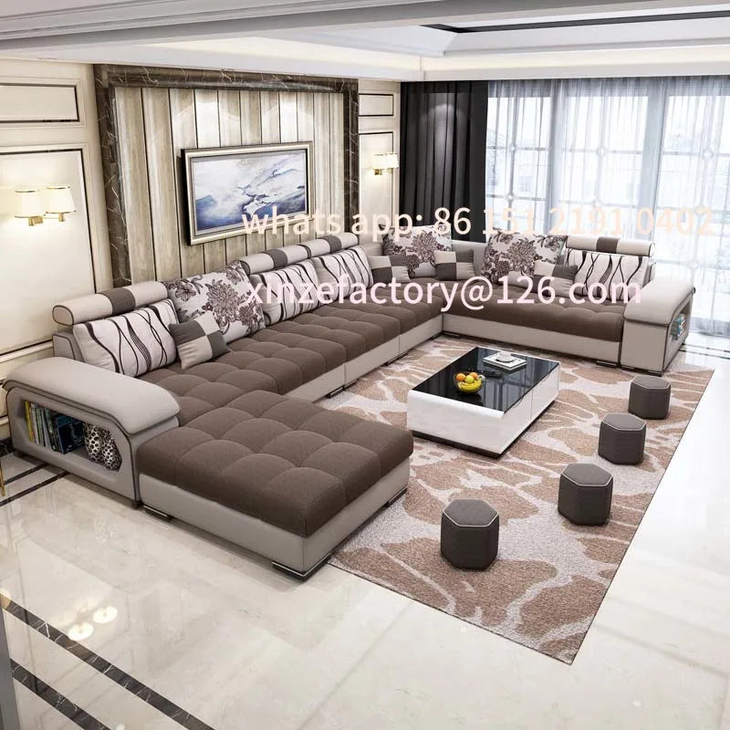 Customizable  Room Sectional Sofa U Shape 7 Seater Fabric Couch Luxury Sofa Set Multifunctional Corner Sofa With US