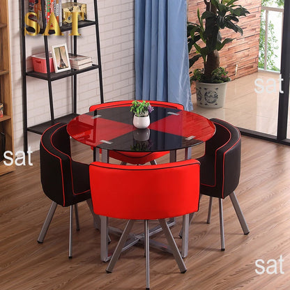Modern Dining Table and Chair Set Modern Restaurant Home Dining Room Dinning Table Glass Top Round Dining Table Set