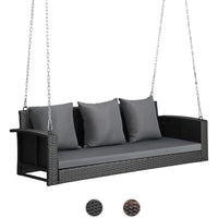 Sturdy 800-Pound Capacity Wicker Swing with Cushions and Chains, 5-Foot Outdoor Rattan Bench for Patio and Garden Use