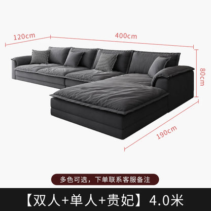 A Minimalist petal retro sofa home living room simple matte fabric corner sofa