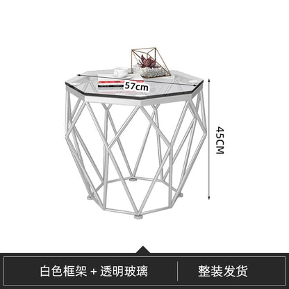 Nordic Light Luxury Tempered Glass Coffee Tables Small Apartment Sofa Side Table Simple Iron Corner Table Living Room Furniture