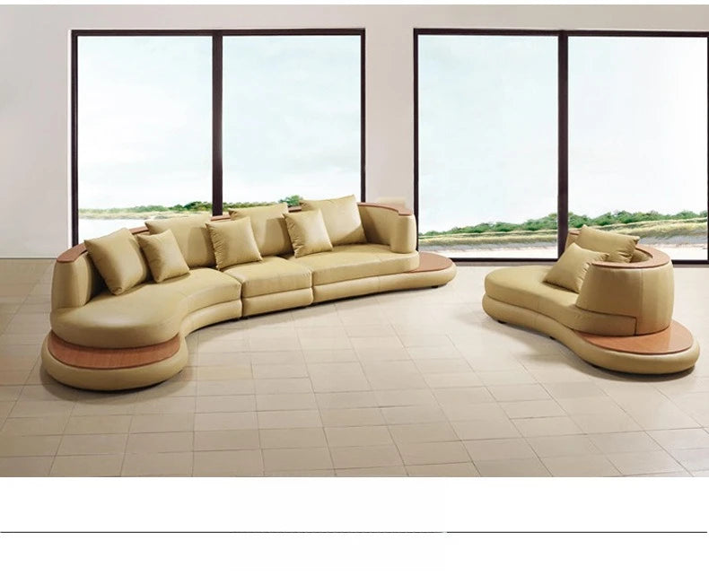 First layer cowhide sofa, creative curved leather sofa combination