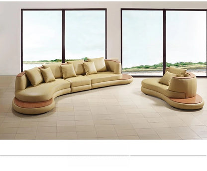 First layer cowhide sofa, creative curved leather sofa combination