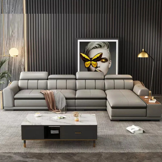 A Modern Sectional Leather Luxury Sofa Set Modular Furniture Home Multifunctional Living Room L Shape Corner Sofa