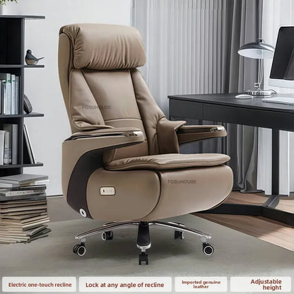 Electric Reclining Office Chairs European Bedroom Furniture Nordic Leather Executive Computer Armchair Home Ergonomic Desk Chair