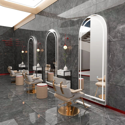 3PCS Professional LED Light Hair Salon Mirror - Large Modern Single-Sided Dressing Station for Barbershop  Styling