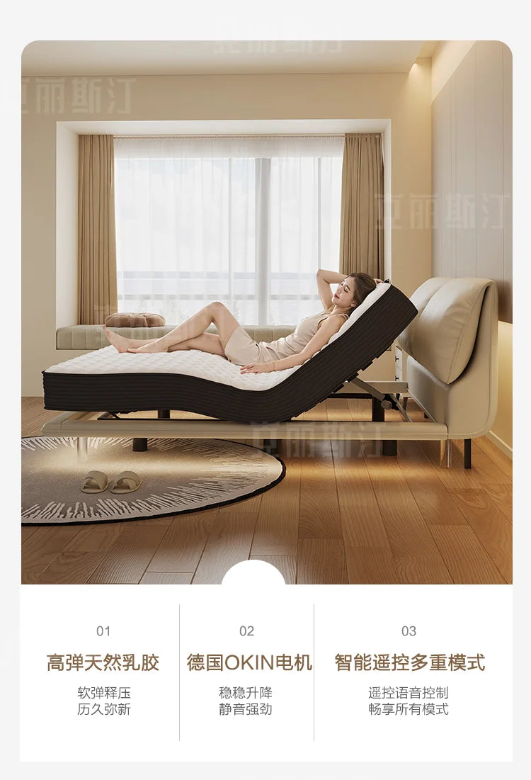 Elegant Modern Double Bed Luxury Upholstered Comferter Adults Bed Adjustable Electric Cama Box Casal Bedroom Furniture