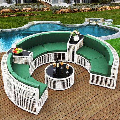 Outdoor rattan sofa coffee table combination Nordic rattan art outdoor sofa courtyard balcony rattan furnitu