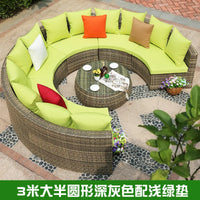Outdoor round rattan sofa combination garden courtyard semi-circular rattan chair  hotel curved living room sofa