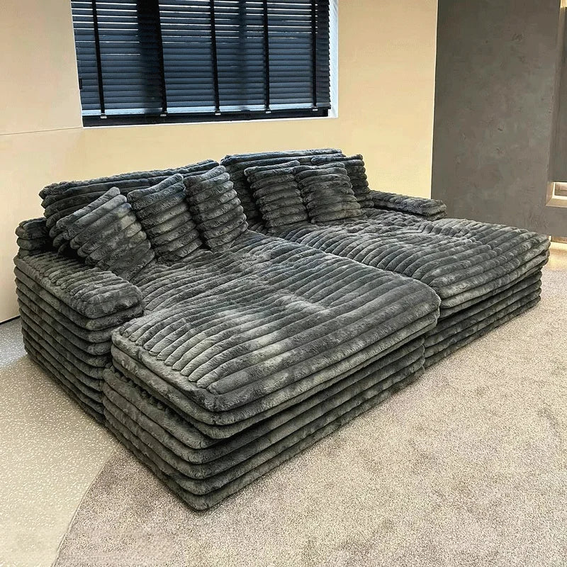 Corduroy Lazy Sofa Straight Row Sponge Fabric Armchair Recliner Compressed Vacuum Sofa Bed Lounge Living Room Bedroom Furniture