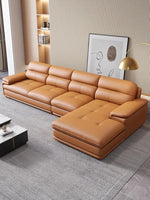 Nordic Italian light luxury leather sofa with a top layer of cowhide, modern and minimalist living room size,  art sofa